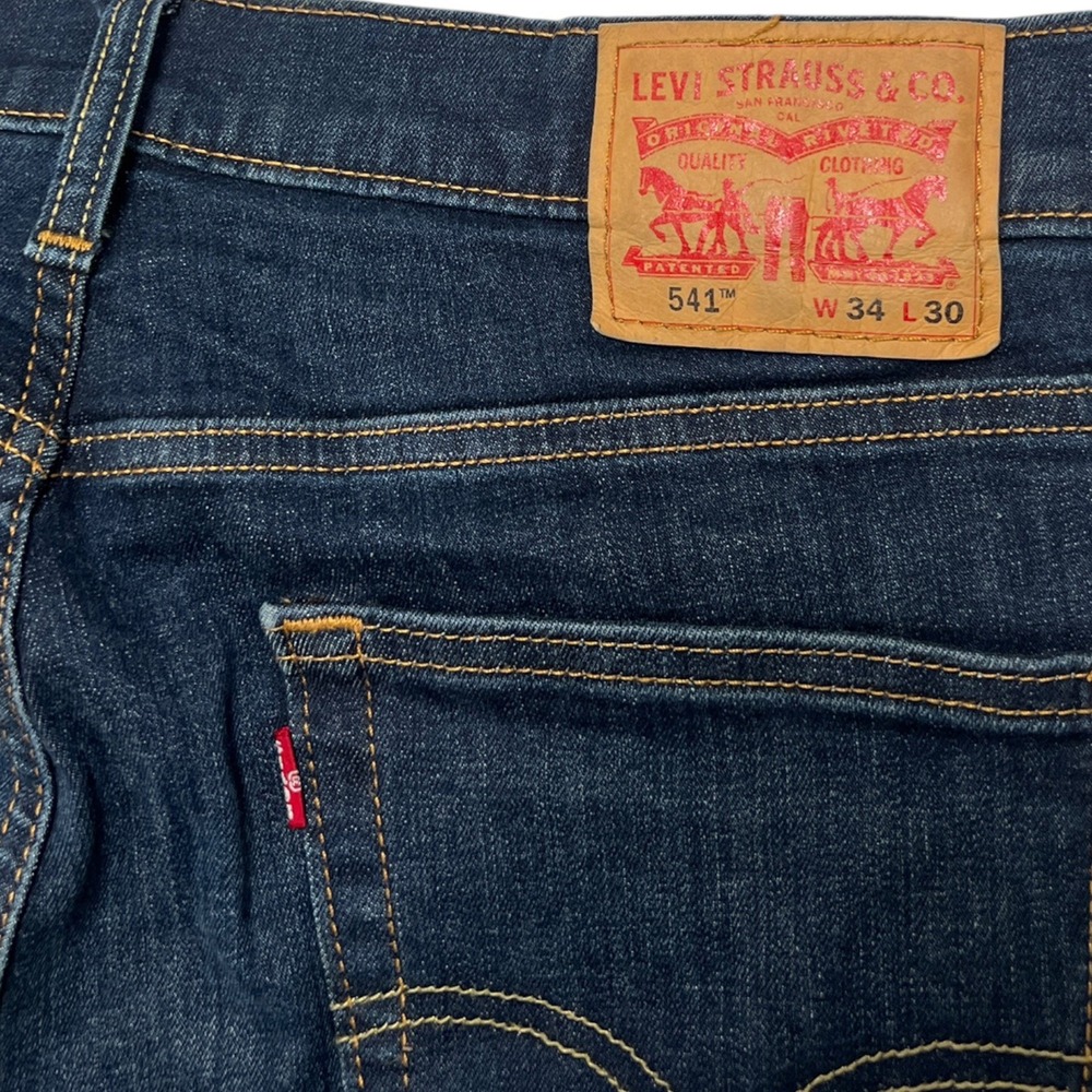 Levi's 541 Men's Straight Athletic Taper Fit Blue Demin Dark Wash Jeans 34x30 - Picture 9 of 10